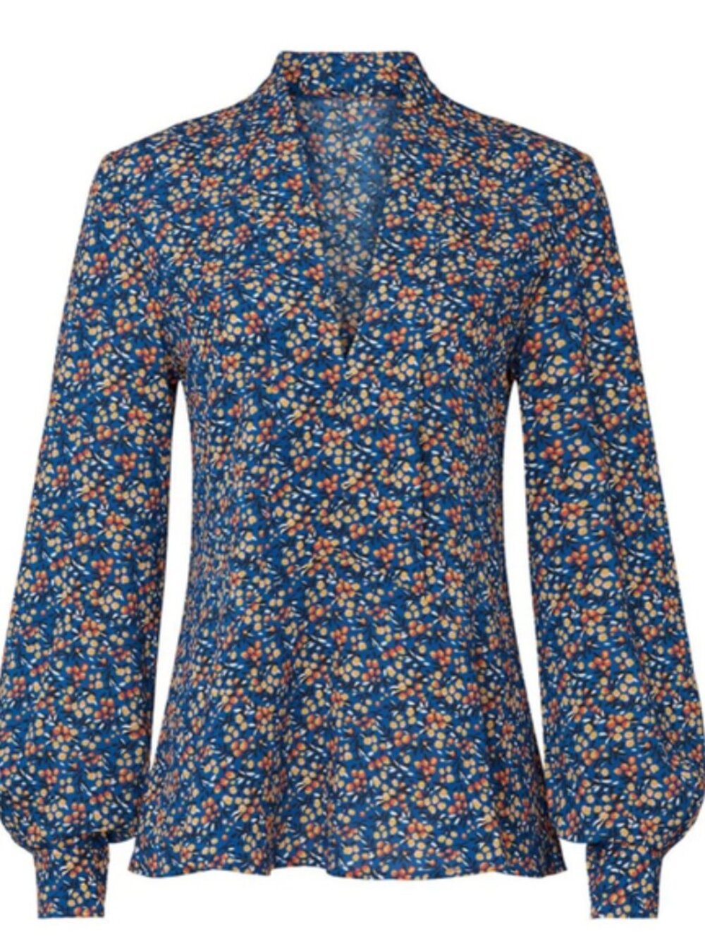 Derek Lam 10 Crosby Blue Floral Printed Long Sleeve Blouse Size 2 (IT 38)